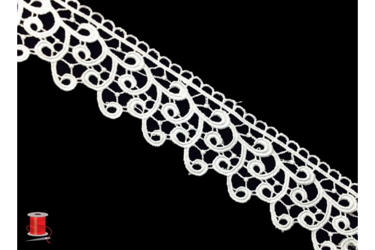Кружево плетеное шир.5 см арт.TJ-11667 цв.белый уп.13,5 м