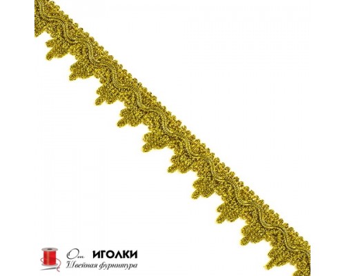 Тесьма металлизированная шир.2,5 см (25 мм) арт.2040-2 цв.золото уп.13,5 м