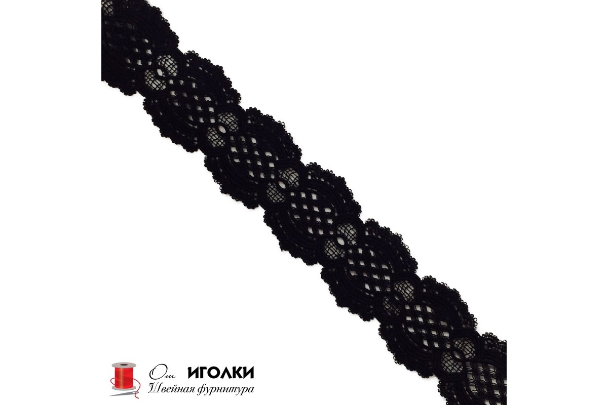 Кружево плетеное шир.6 см арт.11286-1 цв.черный уп.13,5 м