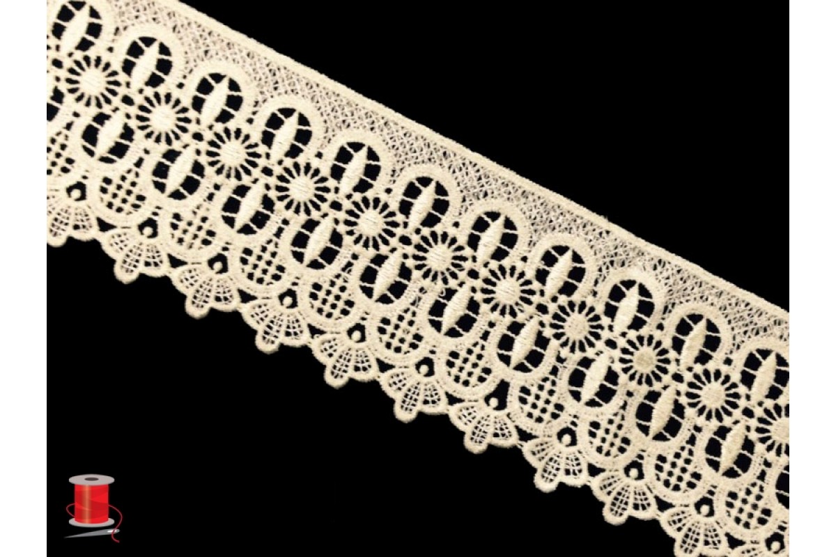 Кружево плетеное шир.9 см арт.LT0329-18А-2 цв.молочный уп.13,5 м