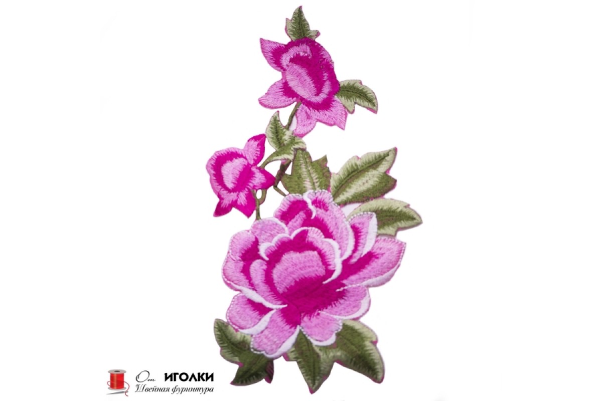 Термоаппликация Цветок вышитая арт.3162-2 цв.розовый уп.20 шт