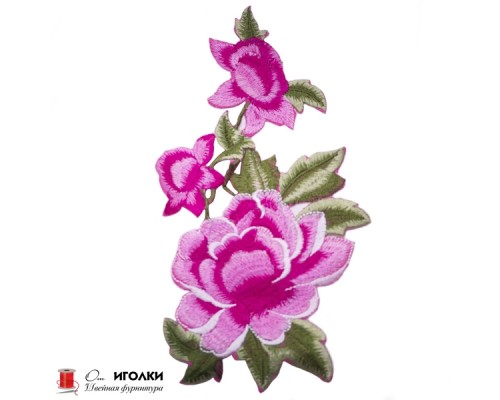 Термоаппликация Цветок вышитая арт.3162-2 цв.розовый уп.20 шт